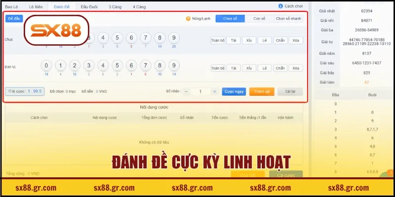 Đánh đề cực kỳ linh hoạt