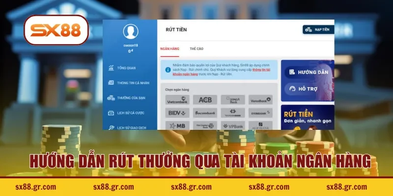 Hướng dẫn rút thưởng qua tài khoản ngân hàng